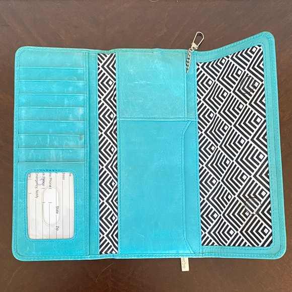 HOBO Turquoise Wallet with Black and White Pattern - Picture 3 of 5